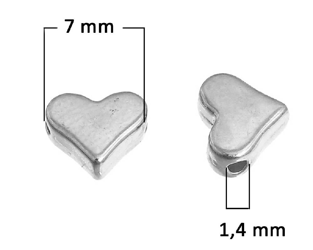 Sadingo Metallperlen Herz in silber, versilbert, 7x6mm, 20 Stück Black Friday