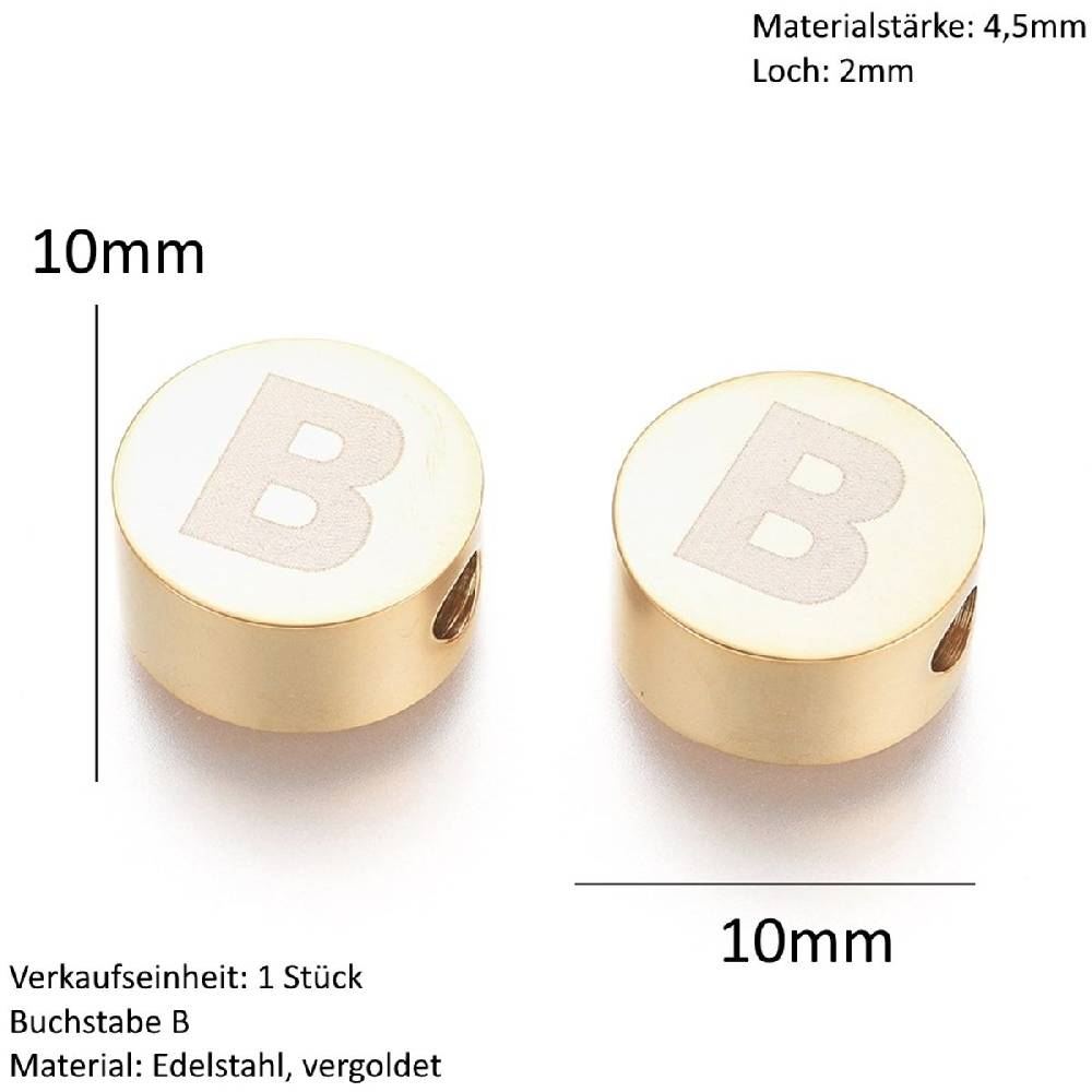 Sadingo Buchstabenperlen aus Edelstahl in Gold Muttertagsangebot
