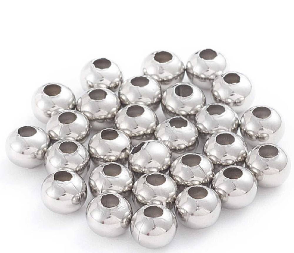Sadingo Metallperlen | Edelstahl-Perlen in silber Jubiläumsangebot