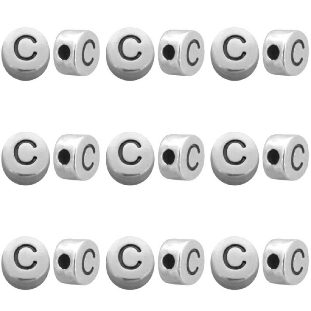 Sadingo Buchstabenperlen Set Metall silber, Bastelbedarf Neuheiten