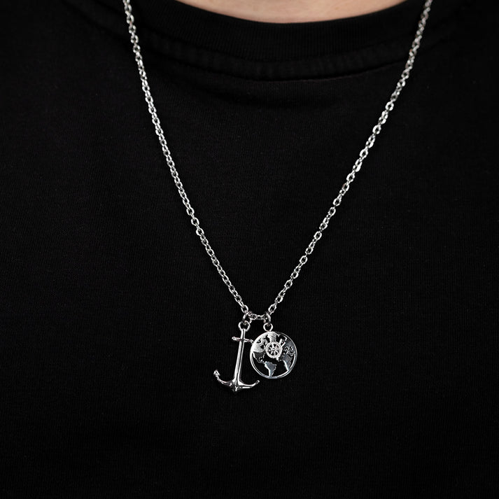 ﻿Save Brave Ankerkette mit Anhängern Anchorworld - Farbe Silber Vatertagsangebot