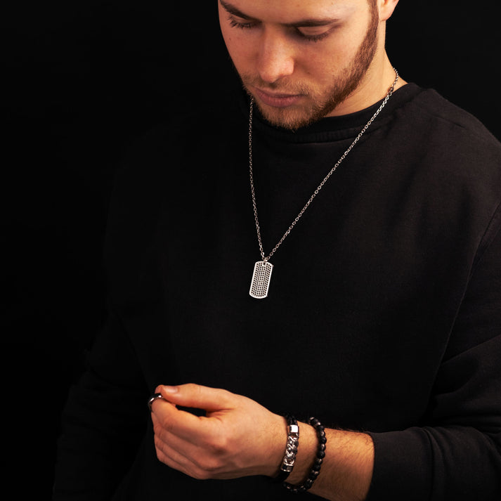 Save Brave Halskette Garett mit Anhänger - schwarze Zirkoniasteine Super Rabatt