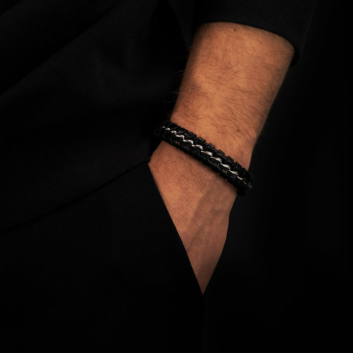 Save Brave Armband Lima aus geflochtenem Leder & Edelstahl Black Friday Preise