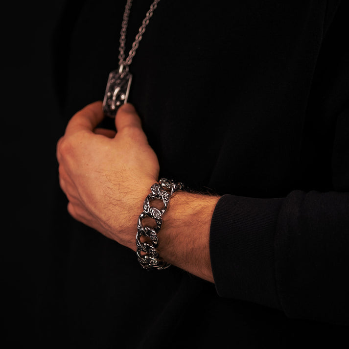 Save Brave Edelstahlarmband George mit Fleur de Lys Schlussverkauf