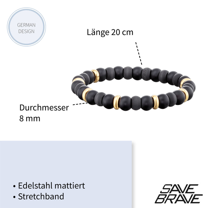 Save Brave Perlenarmband Russell mit Carbon & Edelstahl Meist gekauft