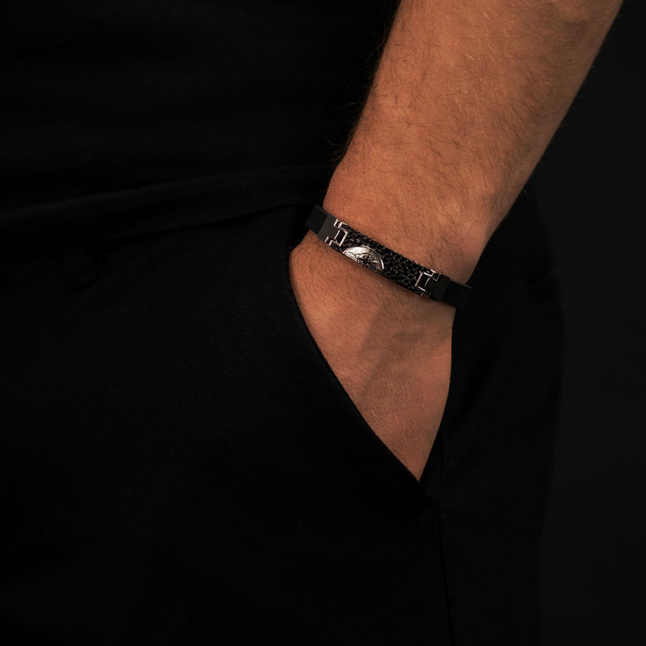 Save Brave Armband Havanna BK aus Kautschuk & Edelstahl Sonderangebot
