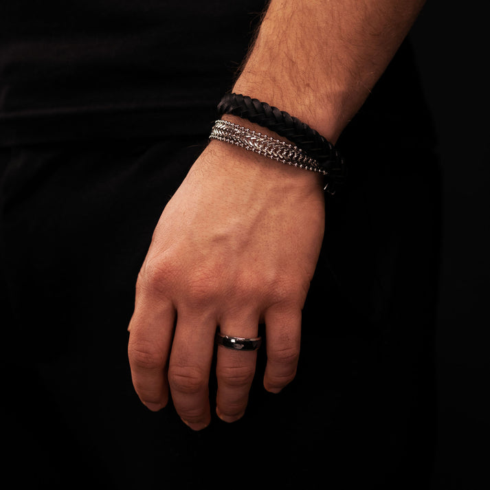 Save Brave Wickelarmband Sean aus Leder & Edelstahl Valentinstagsangebot