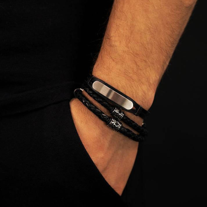 Save Brave Lederarmband Dexter mit Edelstahl Kauf eins, bekomm eins gratis