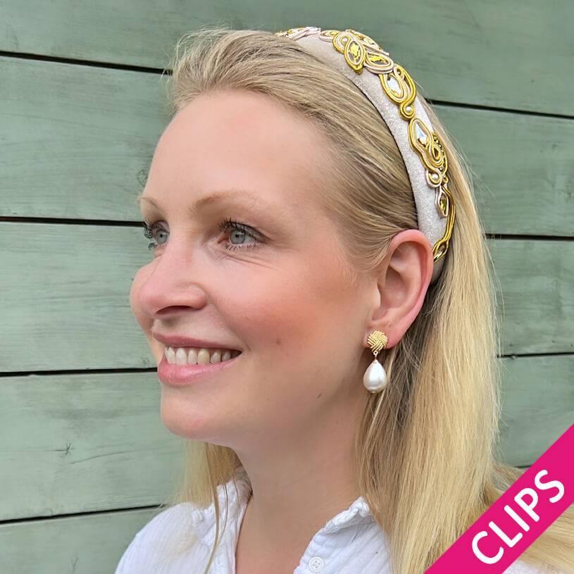 SchwesterSchwester Vergoldete Knoten-Ohrclips mit leichtem Baumwolltropfen zollfrei