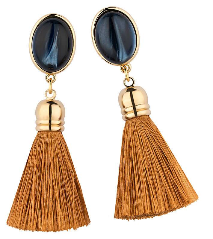 SchwesterSchwester Schimmernde Dunkelblaue Ohrstecker mit edlen Quasten in Goldbraun Bestseller
