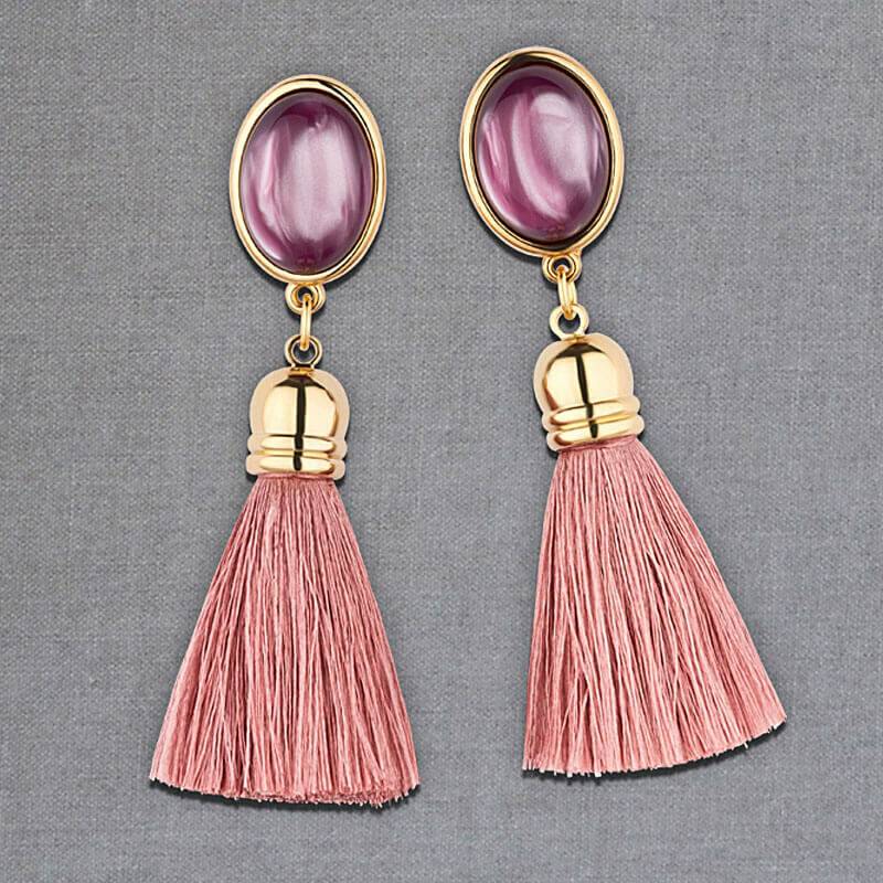 SchwesterSchwester Quasten Ohrringe als Ohrstecker in Amethyst mit Quaste in Puderrosa von AmuseToi Riesige Rabatte