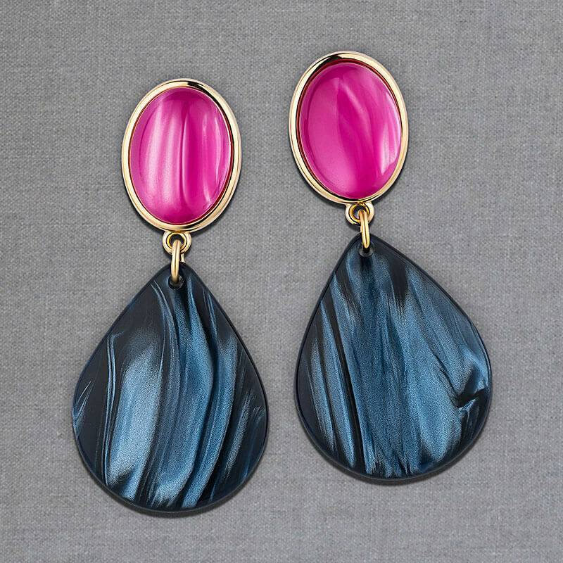 SchwesterSchwester Pinke Ohrstecker mit dunkelblauen Tropfen von AmuseToi im Angebot
