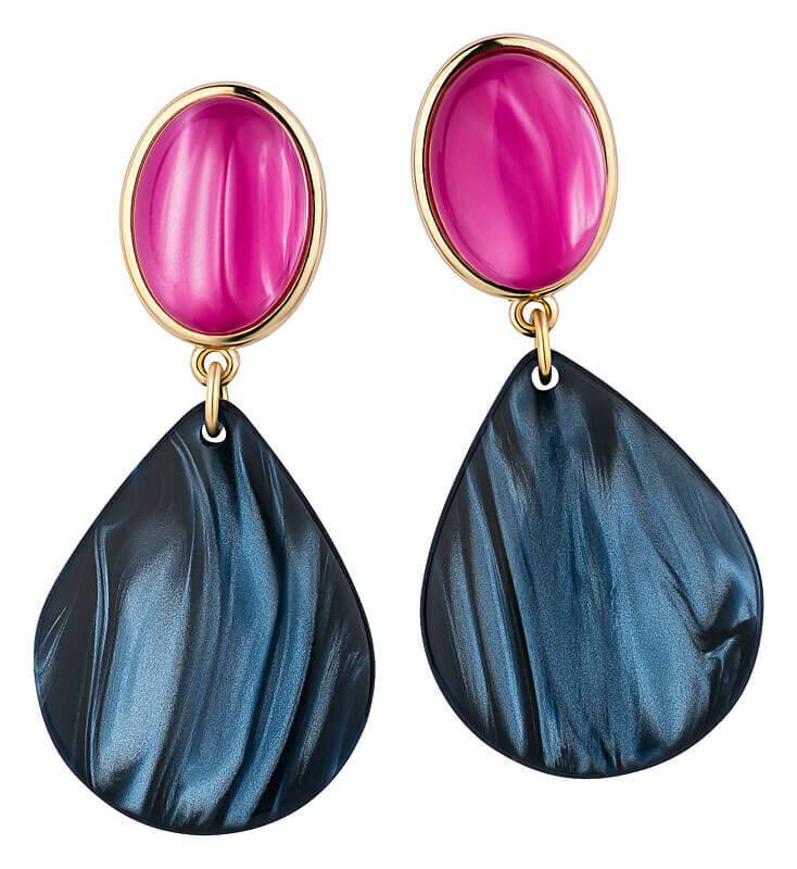 SchwesterSchwester Pinke Ohrstecker mit dunkelblauen Tropfen von AmuseToi im Angebot