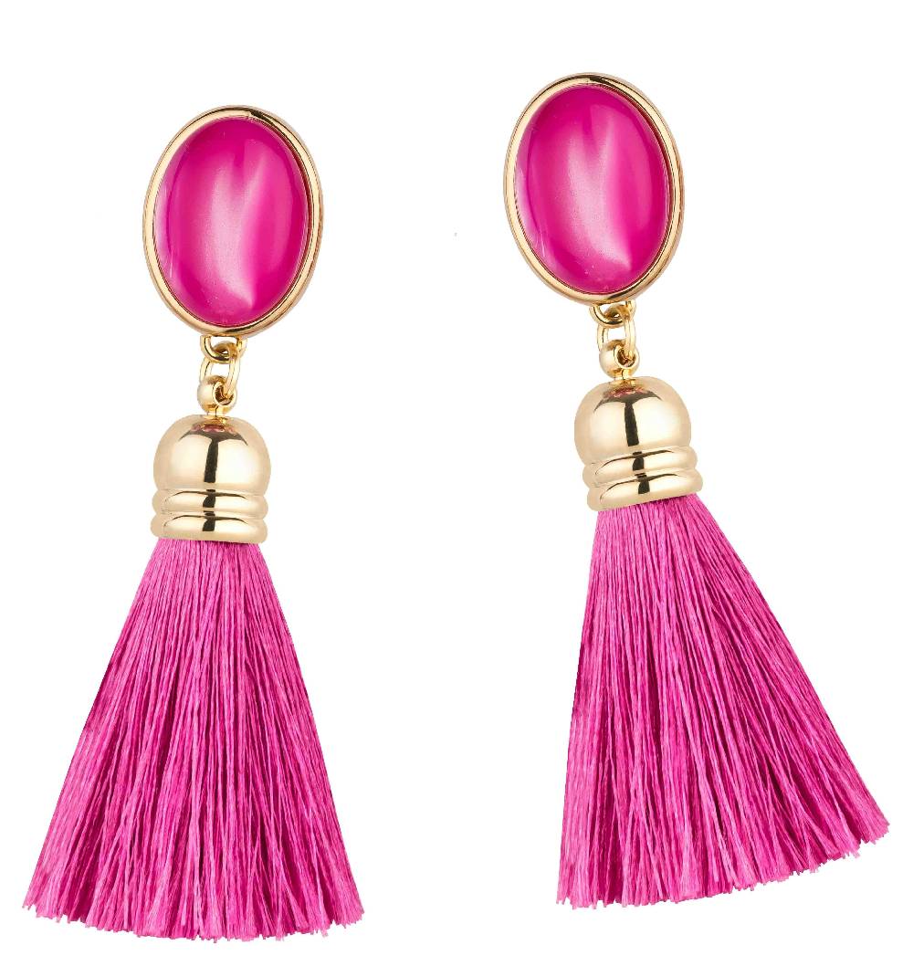 SchwesterSchwester Pinkfarbene Ohrstecker mit schönen seidigen Quasten Flash Sale