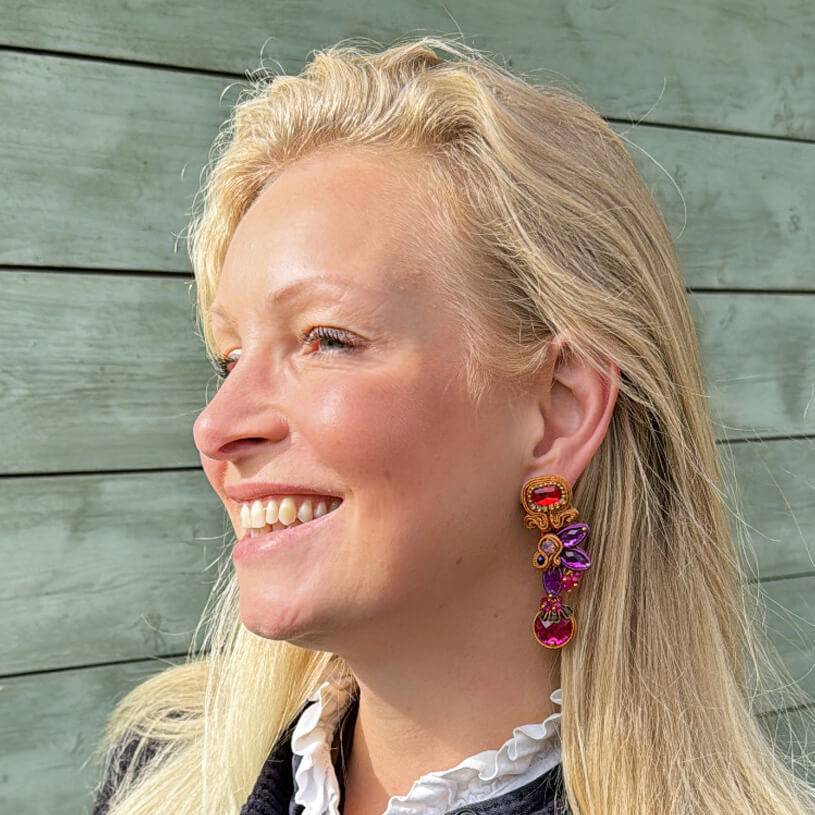 SchwesterSchwester Vorbestellbar - Dekorative Soutache-Ohrstecker in Orange und Pink Neuheiten
