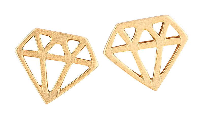 SchwesterSchwester Vergoldeter kleiner Ohrstecker in Diamantform Zeitbegrenzte Promotion