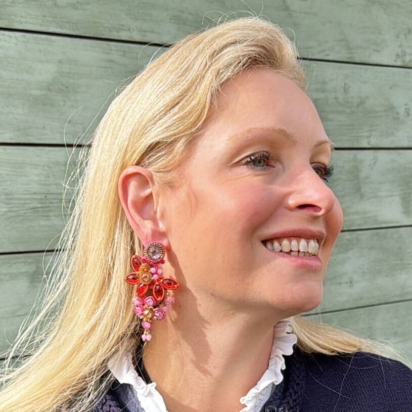 SchwesterSchwester Vorbestellbar - Große Soutache-Ohrringe in Pink, Rosa und Orange Angebote
