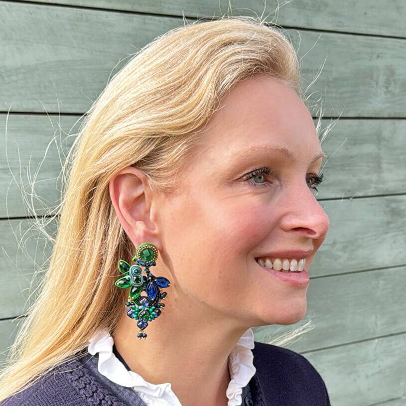 SchwesterSchwester Vorbestellbar - Große Soutache-Ohrringe in Grün und Dunkelblau Hotsell