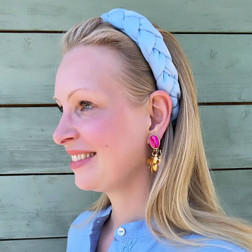 SchwesterSchwester Pinke Ohrstecker mit vergoldeter Hummel von AmuseToi Exklusivangebot