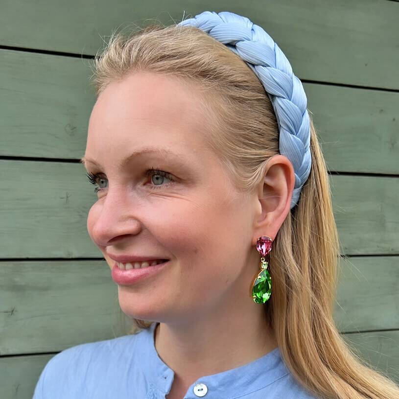 SchwesterSchwester Funkelnde Ohrstecker mit Glas-Kristallen in Grün und Rosa Weihnachtsangebot