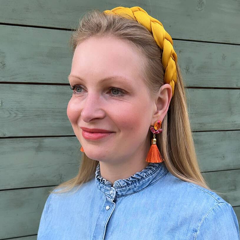 SchwesterSchwester Glitzernde Ohrstecker mit Glas-Kristallen in Pink und Orange mit edler Quaste Muttertagsangebot