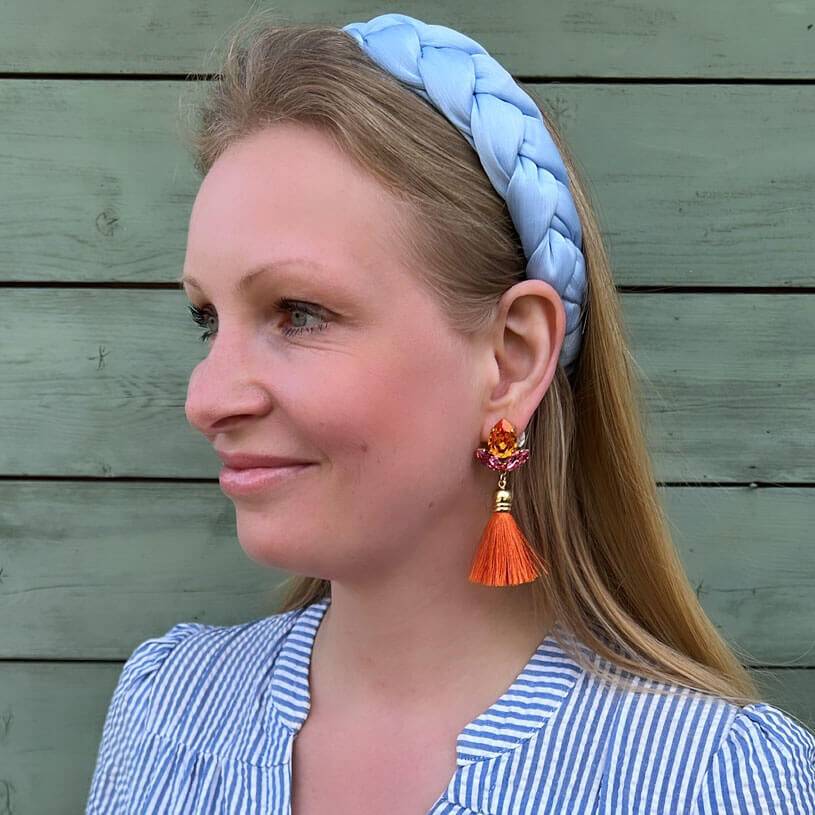 SchwesterSchwester Glitzernde Ohrstecker mit Glas-Kristallen in Pink und Orange mit edler Quaste Muttertagsangebot