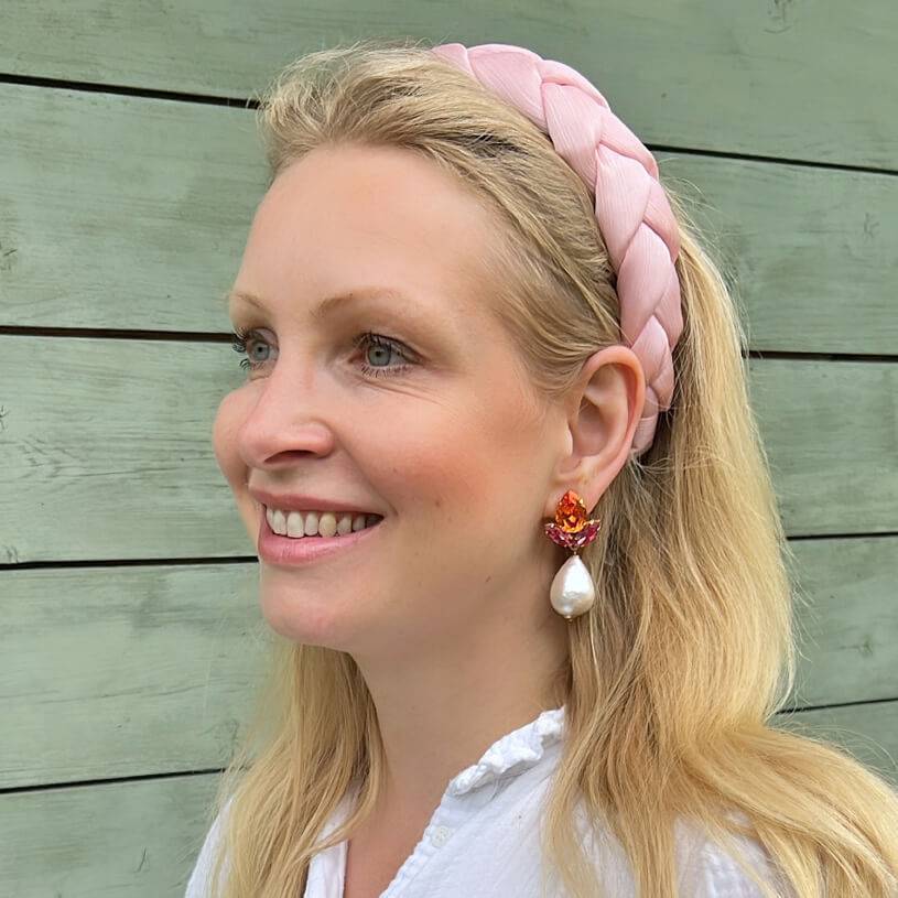 SchwesterSchwester Funkelnde Ohrstecker in Pink und Orange mit federleichten Baumwolltropfen Fabrikverkauf