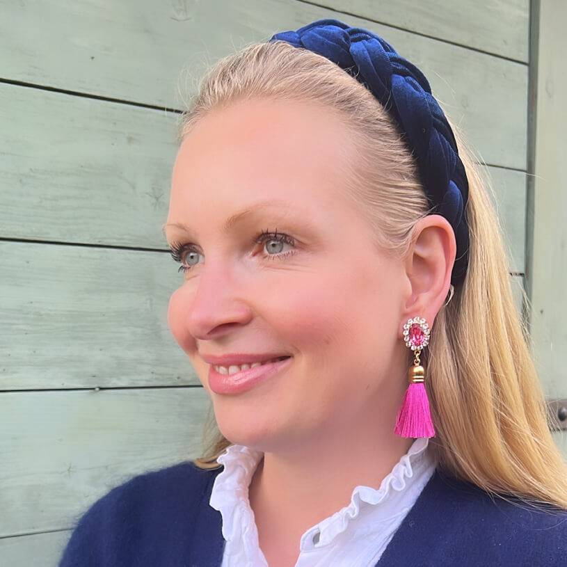 SchwesterSchwester Edel funkelnde Ohrstecker in Pink mit Quaste Heißer Verkauf