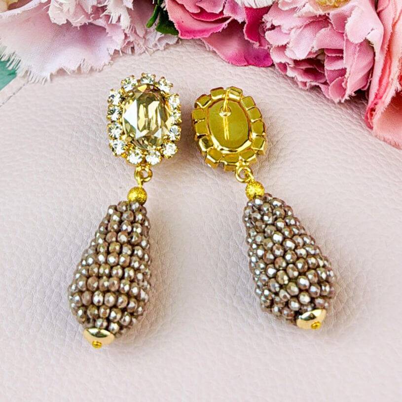 SchwesterSchwester Edel funkelnde Ohrstecker in Champagner mit glitzerndem Tropfen Top Angebot