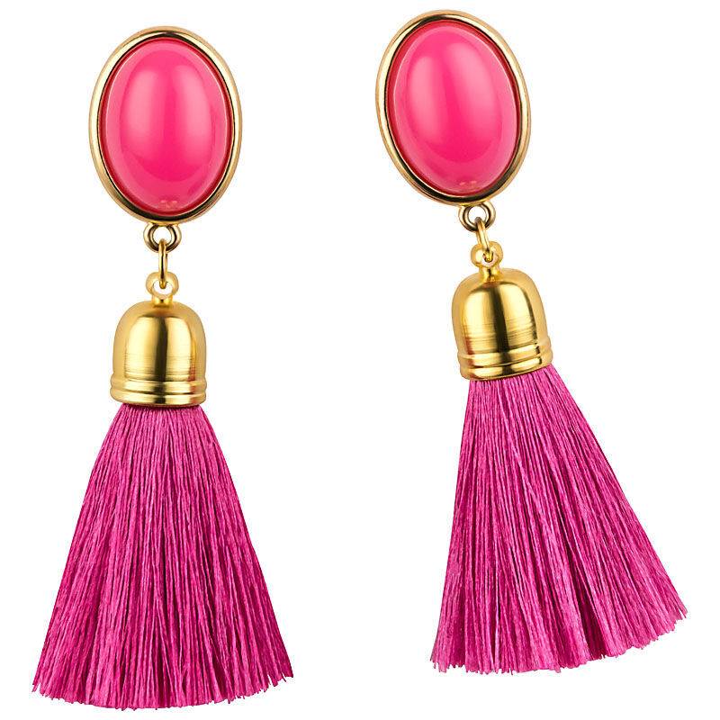 SchwesterSchwester Quasten Ohrringe als Ohrstecker in Pink mit pinkfarbener Quaste von AmuseToi Online Outlet